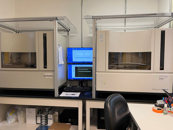 3730xl Genetic Analyzers – used to help determine the DNA of samples