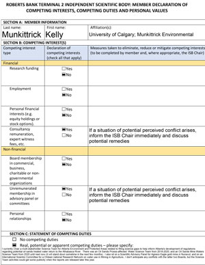 Déclaration des membres sur les intérêts concurrents, les devoirs concurrents et les valeurs personnelles : Kelly Munkittrick