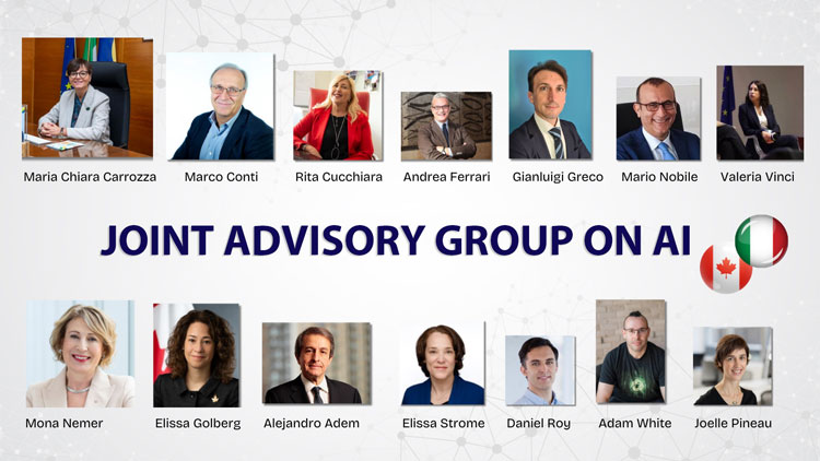 Canada–Italy collaboration: Co-chaired by the Chief Science Advisor, the Joint Advisory Group on Artificial Intelligence quickly established an agenda focused on AI in health and AI in science, common priorities for both countries.