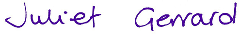 La signature de Juliet Gerrard
