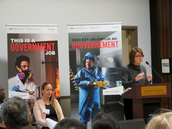 CFIA’s Executive Vice President, France Pégeot, speaking in front of an audience of students.