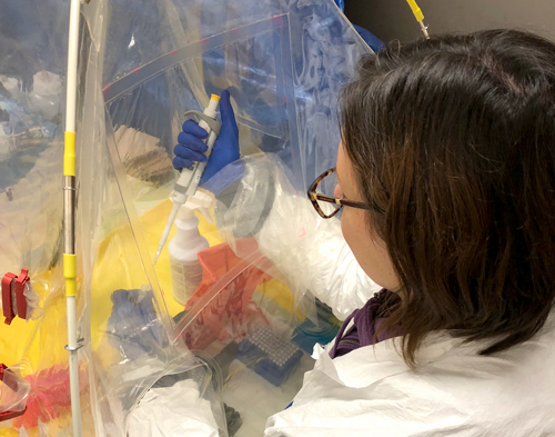 Photo : Une scientifique établit un diagnostic de tuberculose dans une clinique mobile au Nunavut.