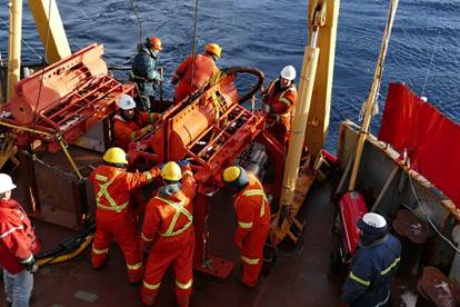 The geophysical equipment was put back on its cradle for the last time
