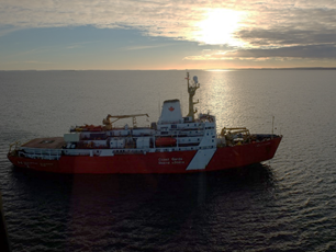 Last sight of CCGS Louis S. St-Laurent from the helicopter