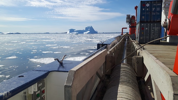 Gravity core awaiting deployment, Melville Bay