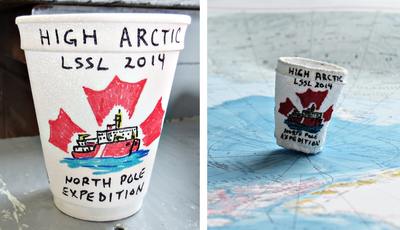 Verre de styromousse ayant été accroché à l'instrument CTD, avant et après