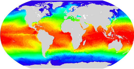 Image qui montre un exemple de température de la surface de la mer du SGPOG