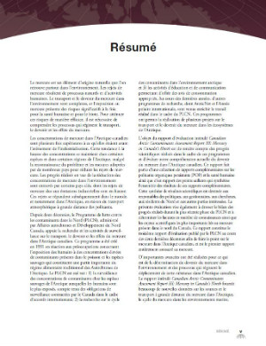 Troisième rapport d’évaluation des contaminants dans l’Arctique canadien (2012): le mercure dans le Nord Canadien