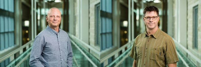 Darwyn Kobasa (Ph. D.) et le Dr Jim Strong, chercheurs scientifiques principaux chargés de la mise au point de nouveaux vaccins contre la COVID-19 au Laboratoire national de microbiologie du Canada