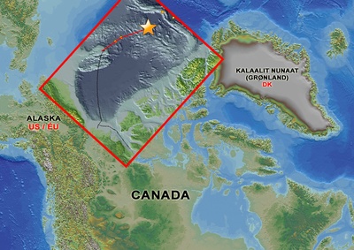 Carte de base: G.W. Johnson, A.G. Gaylord, J.J. Brady, R. Cody, M. Dover, J.C. Franco, D. Garcia-Lavigne, J.C. Gonzalez, W.F. Manley, R. Score, and C.E. Tweedie, 2009. Arctic Research Mapping Application (ARMAP). Englewood, Colorado USA: CH2M HILL Polar Services. Digital Media. http://www.armap.org